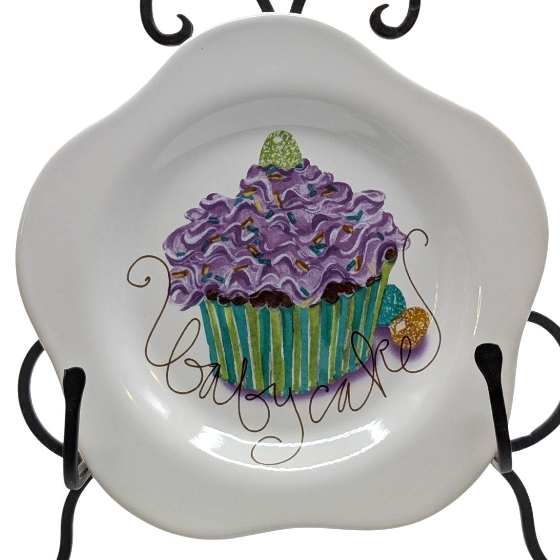Rosanna Baby Cake Purple Cupcake Ceramic Cake Plate 7.5"