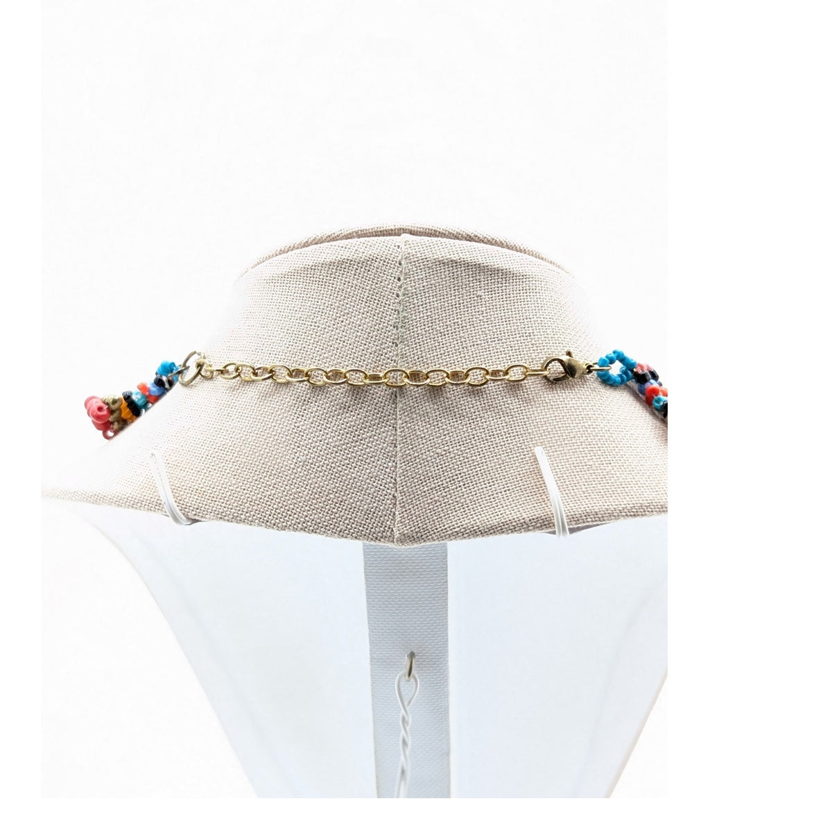 Multi-Color Woven Beaded Necklace W/ Turquoise Teardrop Dangle Bib Necklace