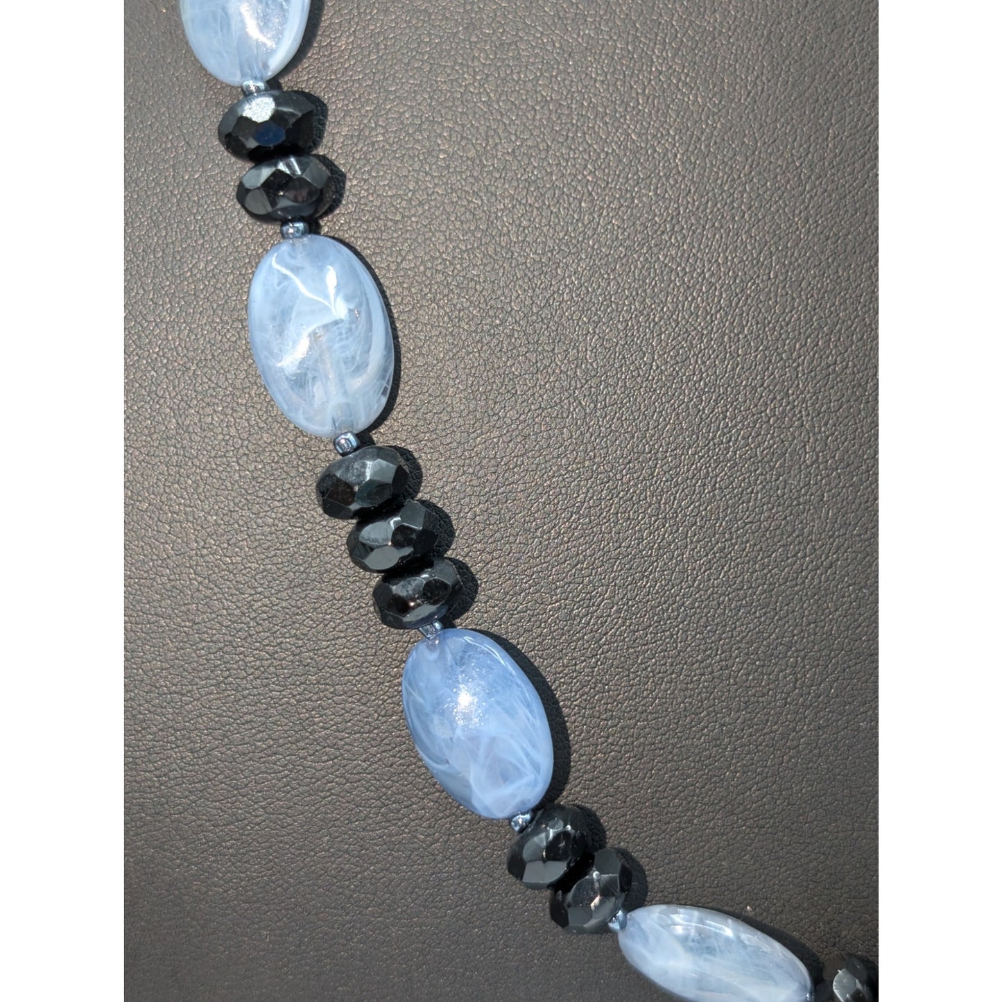 Vintage Frosty Light & Dark Blue Acrylic Bead26"  Necklace