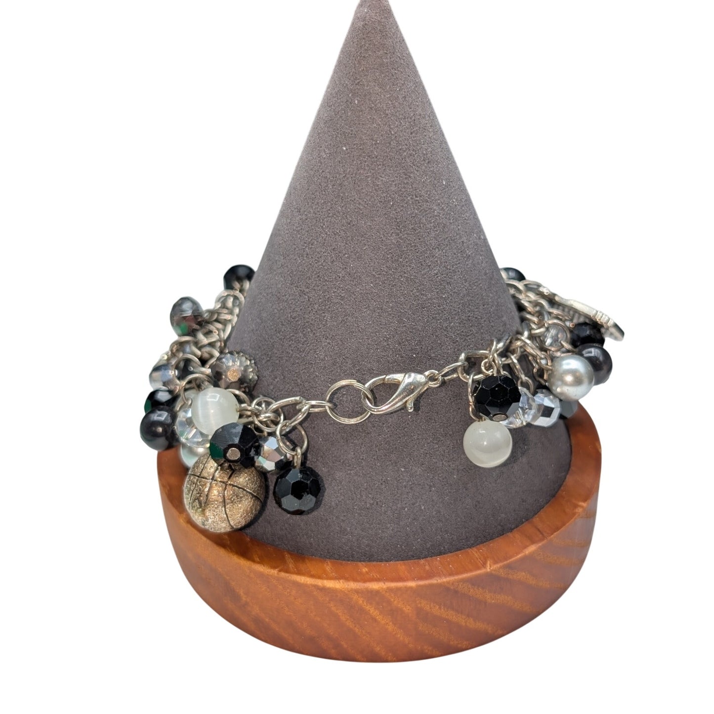 Silver Tone Spurs Basketball Cha Cha Bracelet
