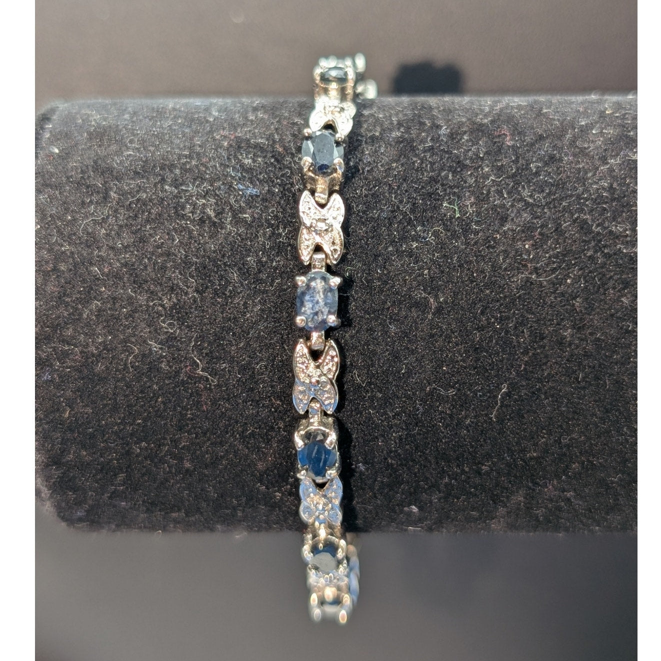 925 Sterling Silver Sapphire & Diamond Tennis Bracelet