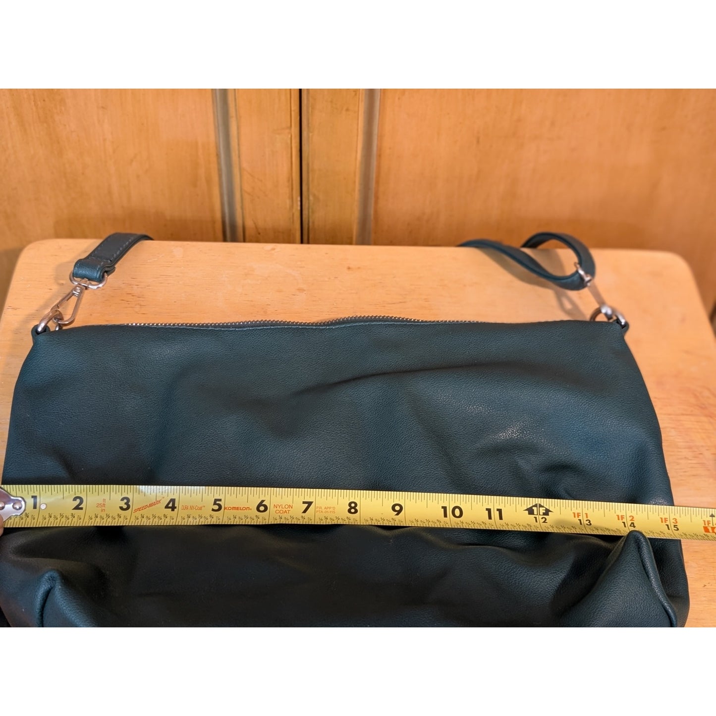 Black Rivet Forest Green Faux Leather Crossbody Top Zip Handbag