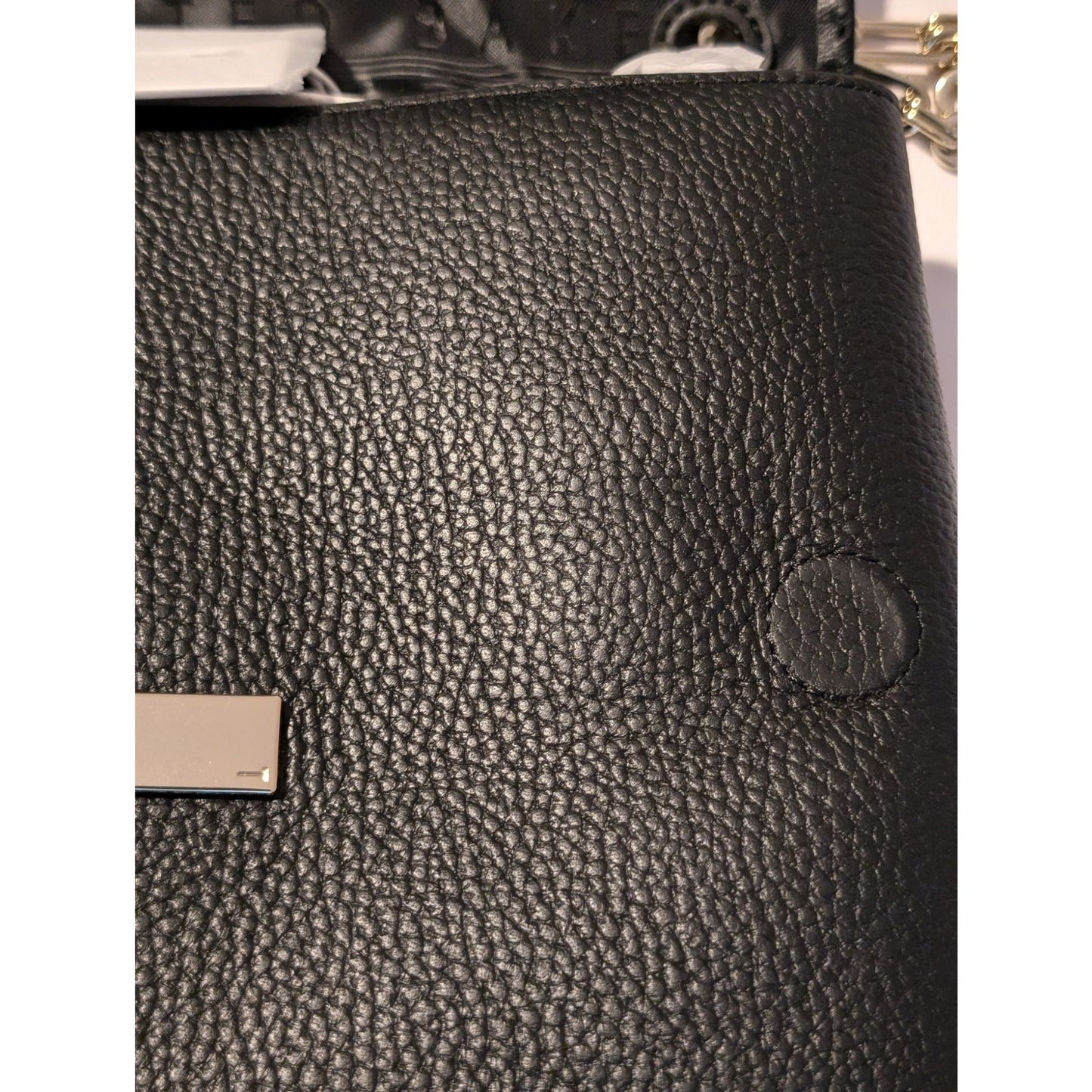 Ted Baker London NWT Large Black Leather Bar Detail Diaana Satchel Handbag