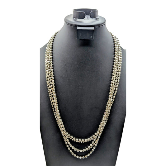 Five Strand Squared Off Bead Ball Chain Silver Tone Necklace