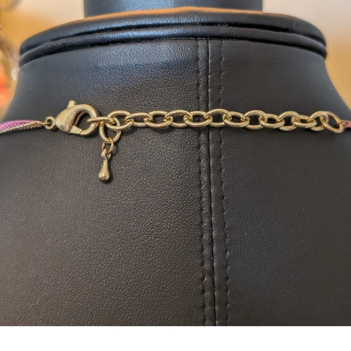 Charming Charlie Pink Crystal Pink & Gold Tone Chain 29" - 32.5" Necklace