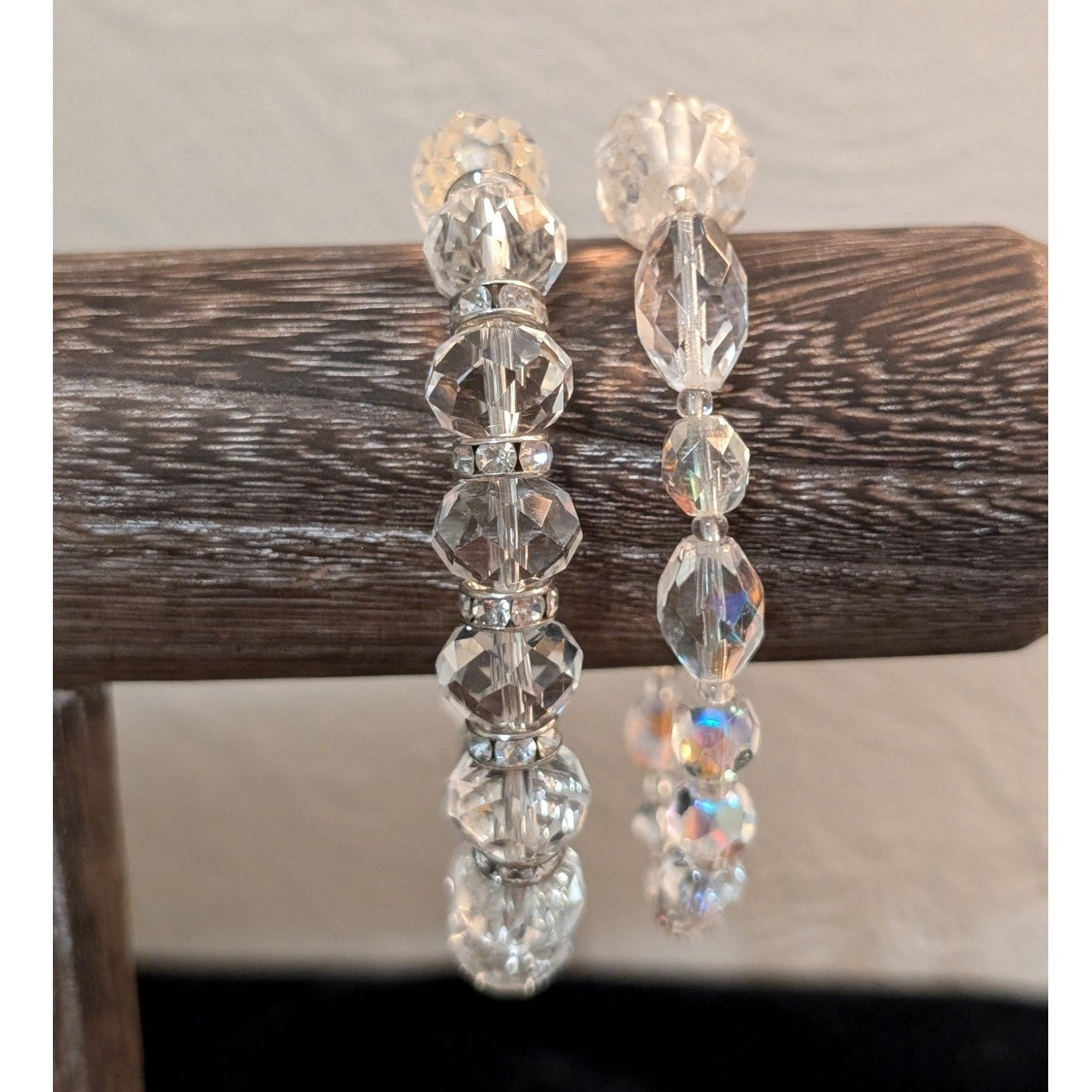 Two Crystal Bead Stretch Bracelet Lot