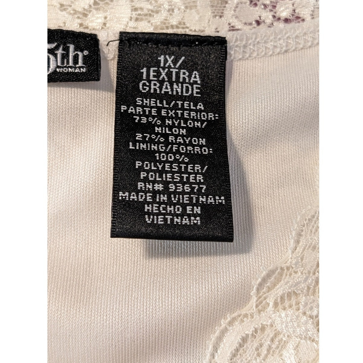 East 5th Woman Cream V-Neck Lace Overlay Shell/Tank Top Womens Size 1X