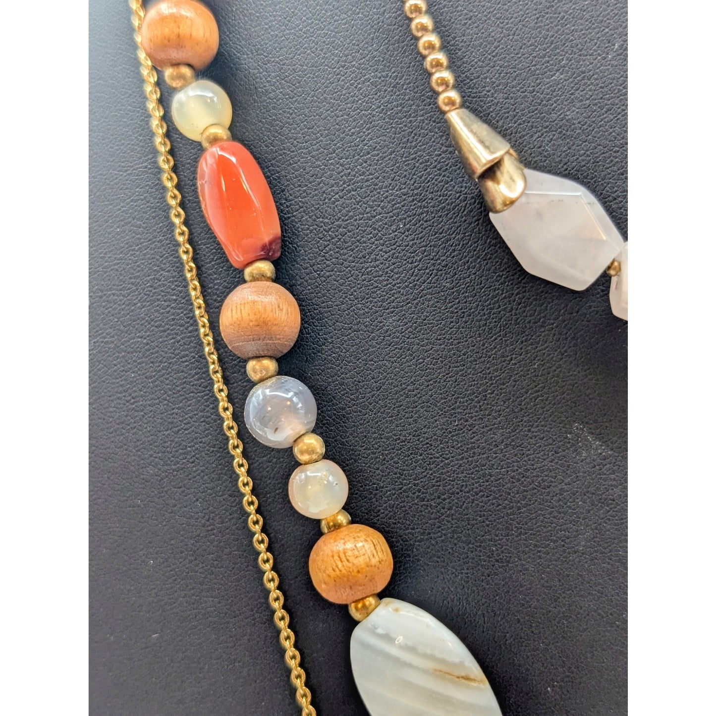 Lot of Three Stone Bead Gold Tone Necklaces