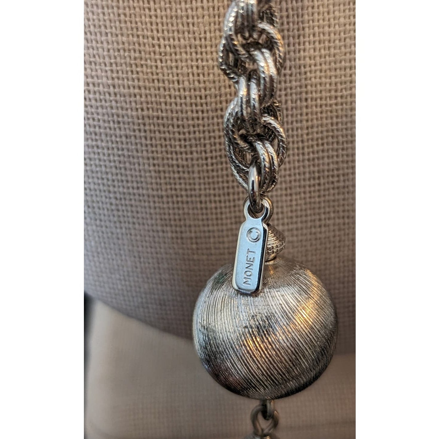 Rare Find! Monet 1961 Signed Monet Book Piece Rhodium Plated Lariat Necklace