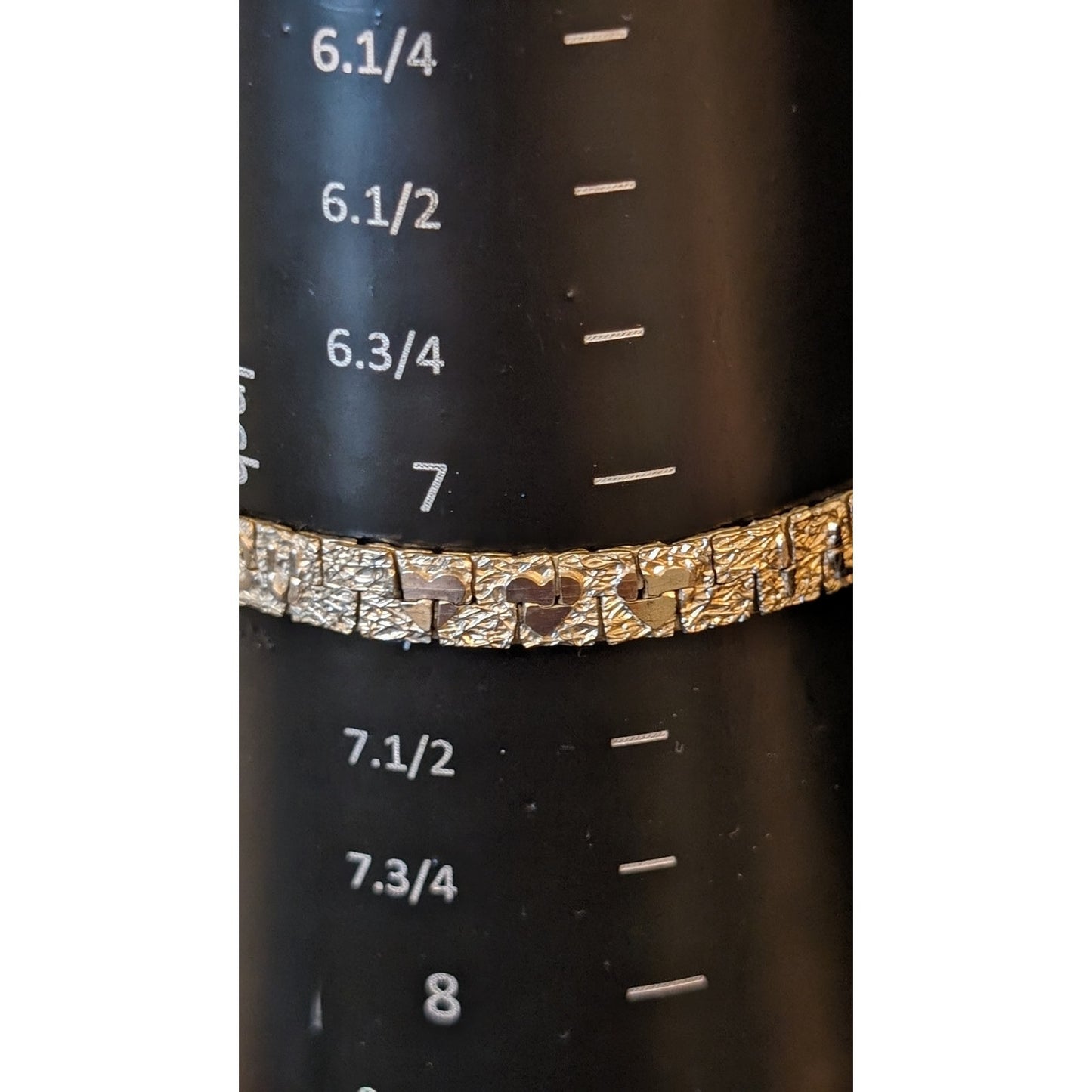 Vintage Silver Tone Silver Nugget 'I Love You' Bracelet W/ Fold Over Clasp