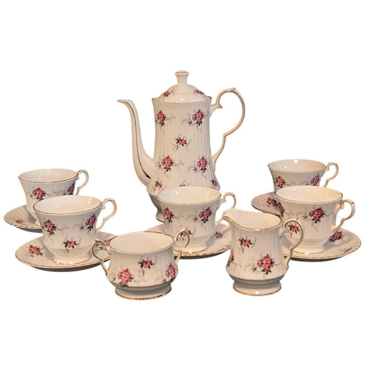 Vtg Princess House Hemmersley Bone China Spode England White Pink Rose Tea Set