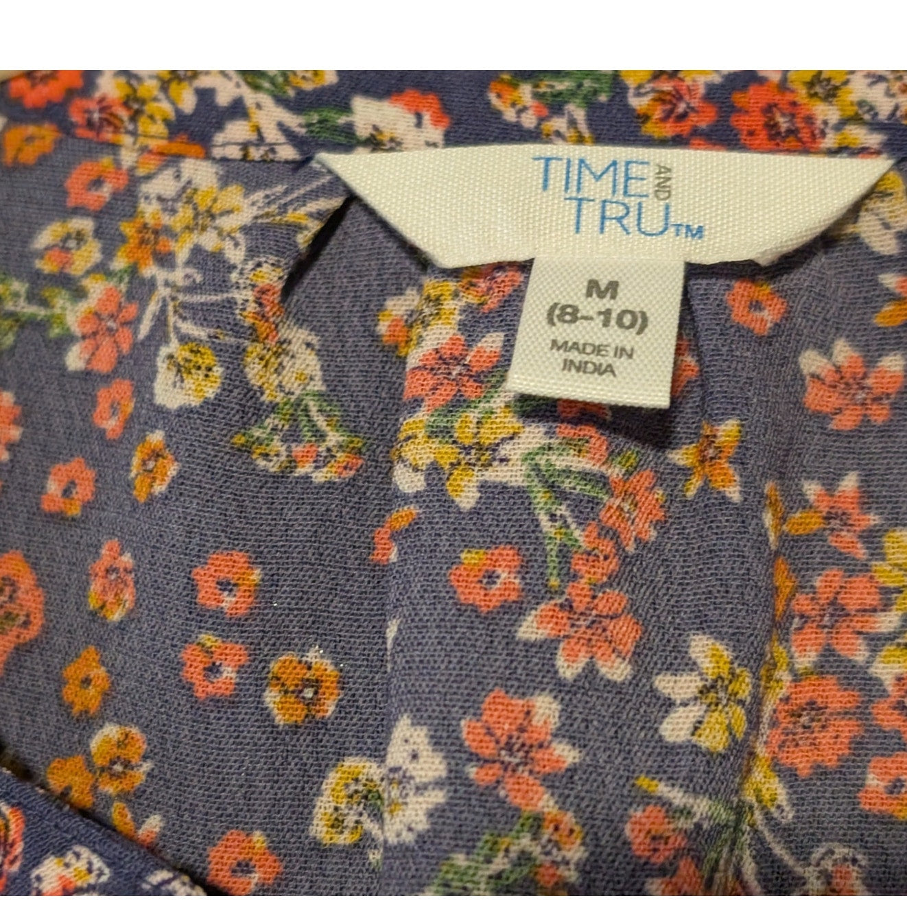 Time and Tru Long Sleeve Floral Knee Length Two Tiered Women's Dress Sz M 8-10