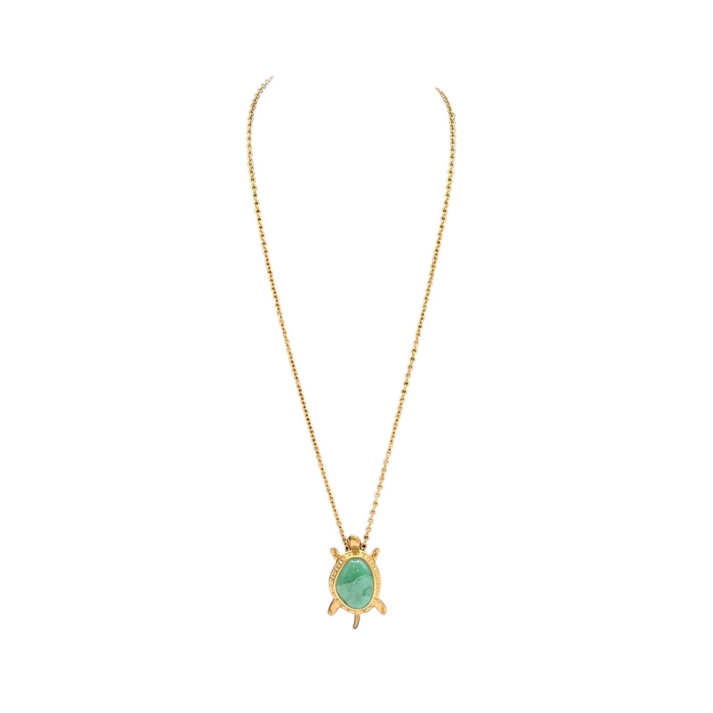 Vintage Avon 1980 Gold Tone Turtle Brooch/Pendant 28" Chain Necklace