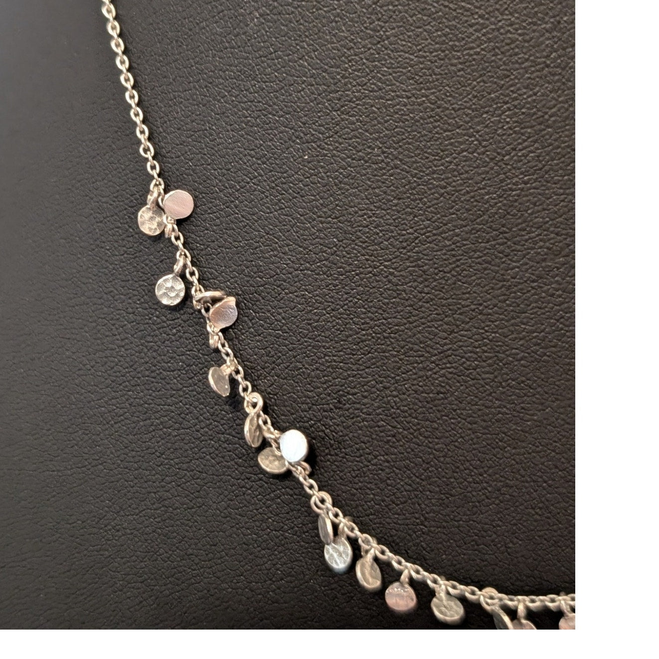 925 Sterling Silver Dainty Dangle Dot 16.5"-18.5" Necklace