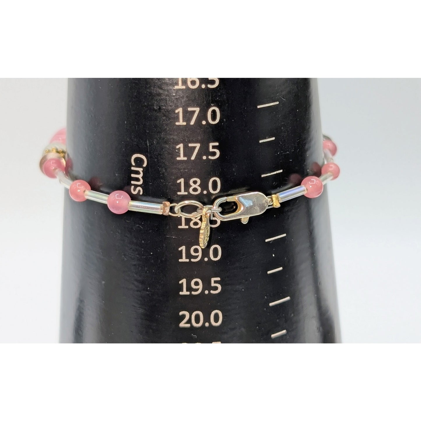 Lot of Two Pink Jilzara Clay Bead Stretch & Lamp Work Glass Bead Bracelets