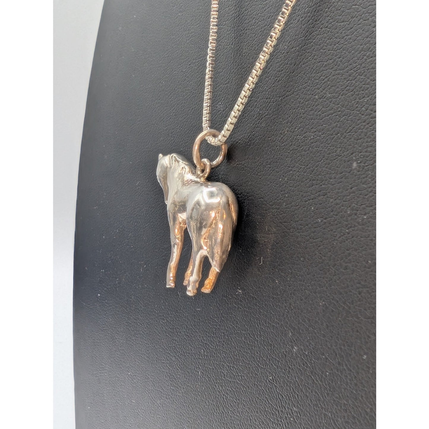 Vintage 925 Sterling Solid Horse Pendant 24" Box Chain Necklace