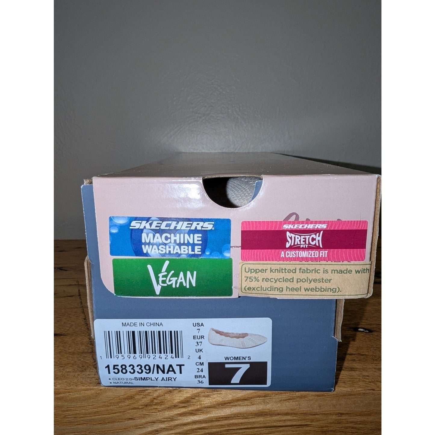 Skechers Cleo's Simply Airy Vegan Stretch Memory Foam Flat Shoes New in Box Sz 7