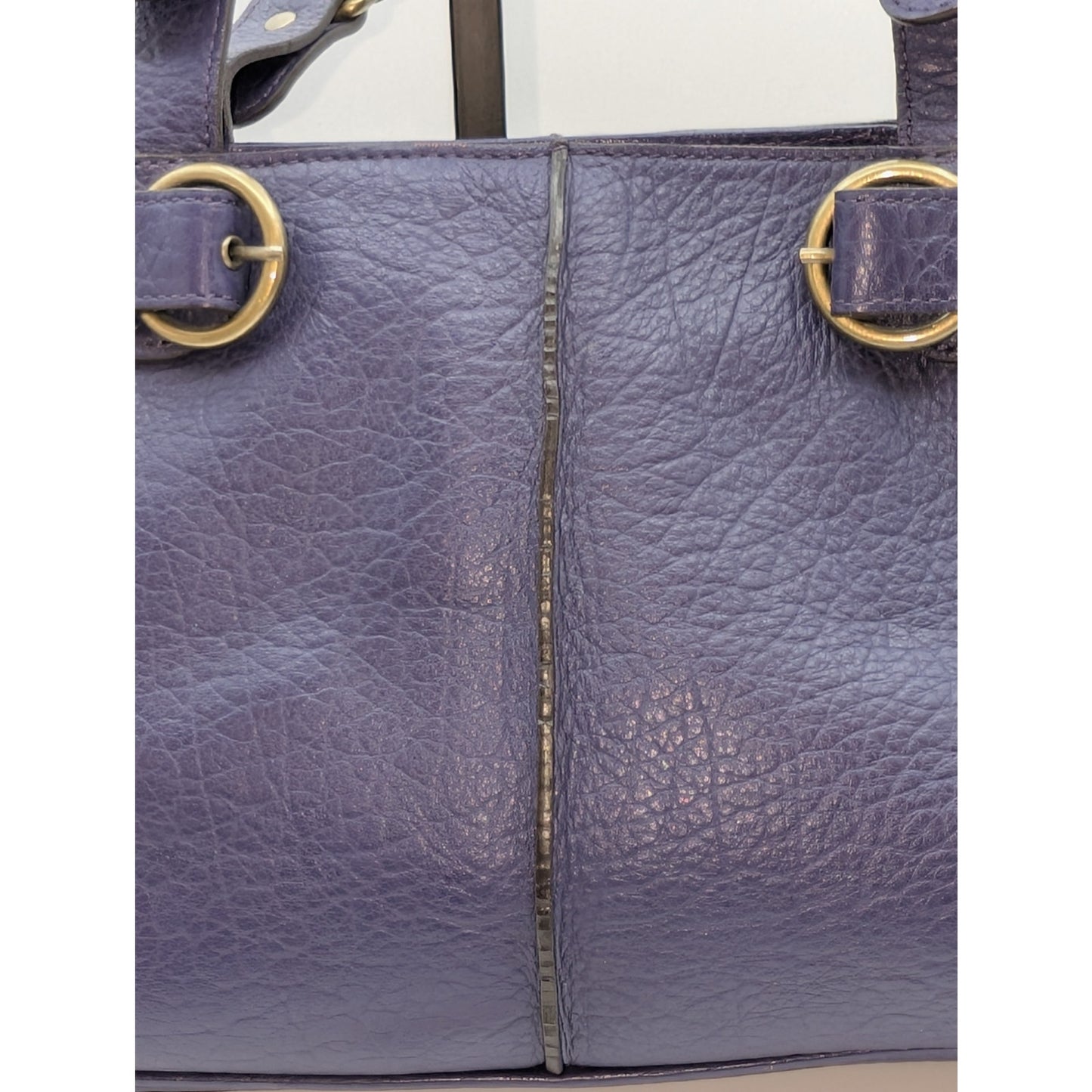 VTG Adrienne Vittadini Magnetic Purple Violet Tessa Pebble Leather Satchel