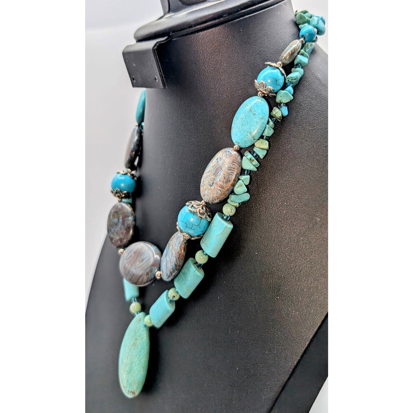 Mixed Lot of Two Blue Stone Necklaces and Six Stone Bracelets