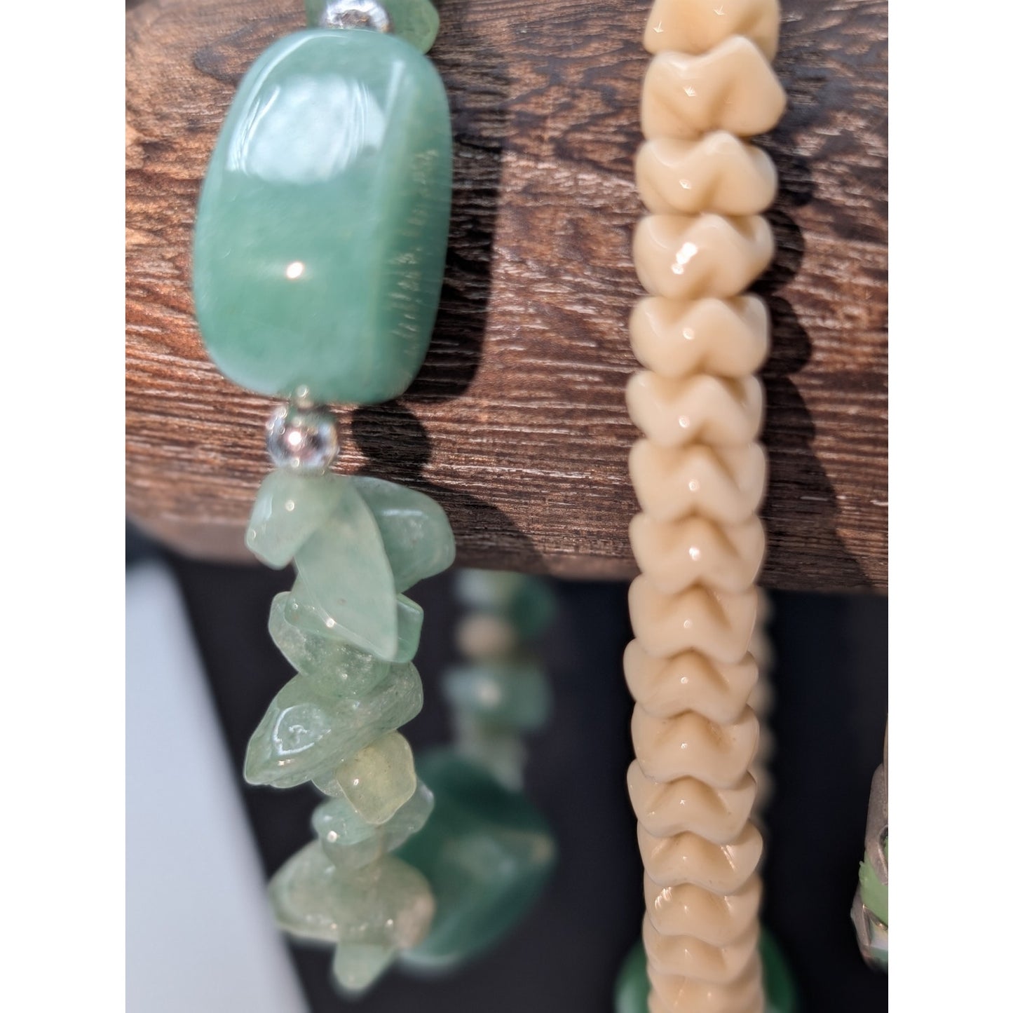 Mixed Lot of Green Stone Theme Jewelry 1 Necklace 4 Bracelets 1 Pr Earrings