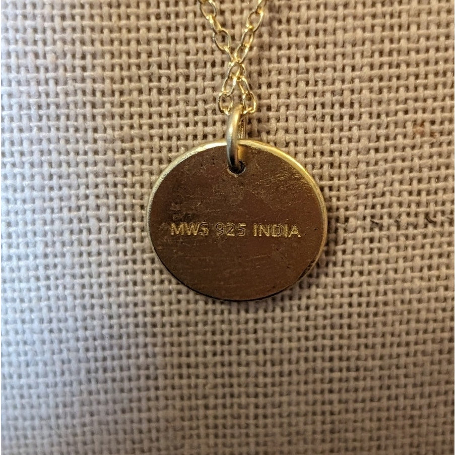MWS 925 Silver India Made Gold Tone 'M' Initial Charm Necklace