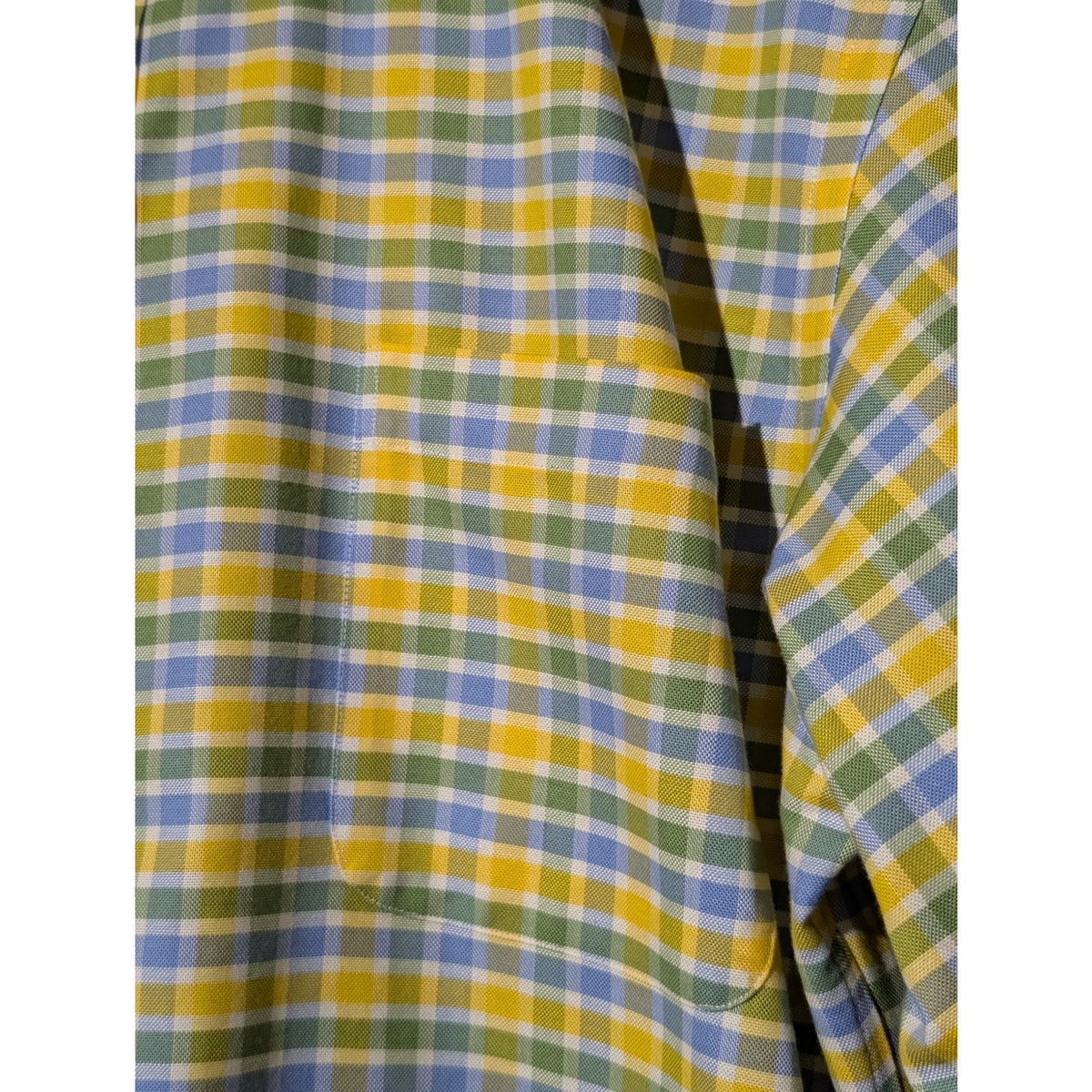 Lands' End Yellow Plaid Tailored Fit Supima Cotton No Iron Oxford Shirt Sz 16-34