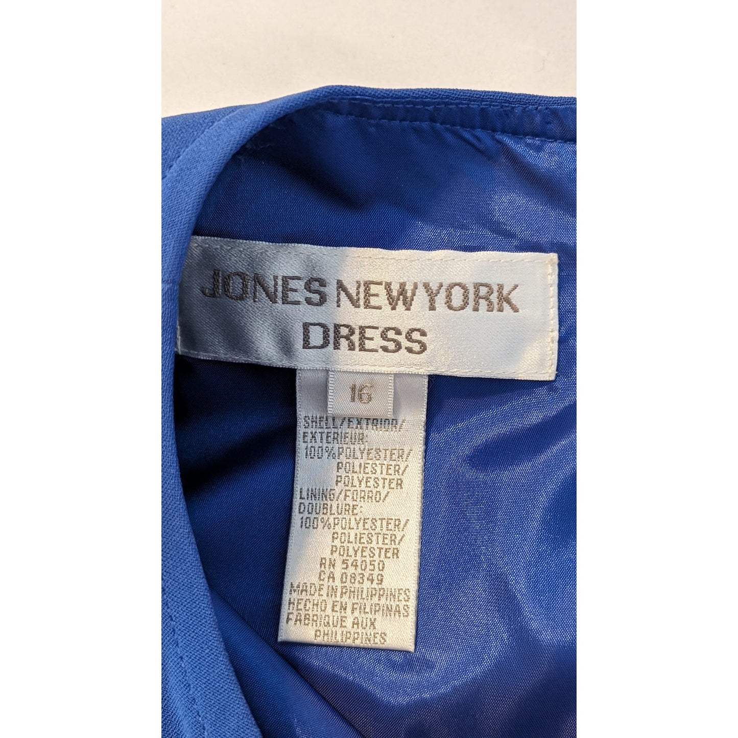 Jones New York Periwinkle Short Sleeve Button Detail Up Side A-Line Dress Sz 16