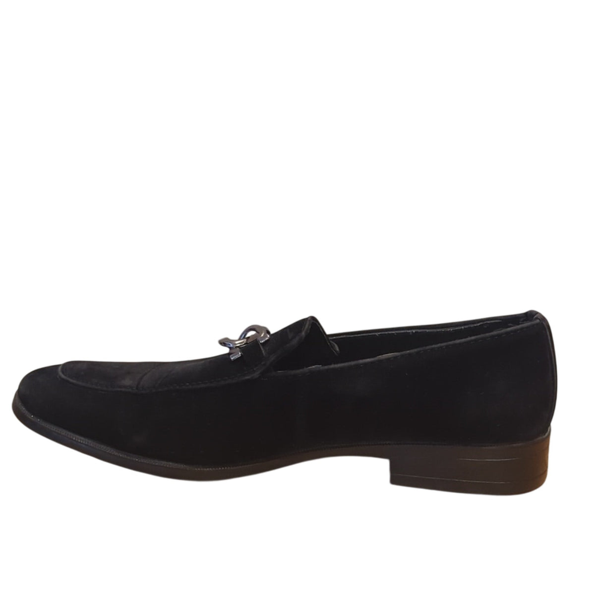 Marco Vitale Collection Black Suede Silver Tone Chain Slide On Loafer Men's 7.5