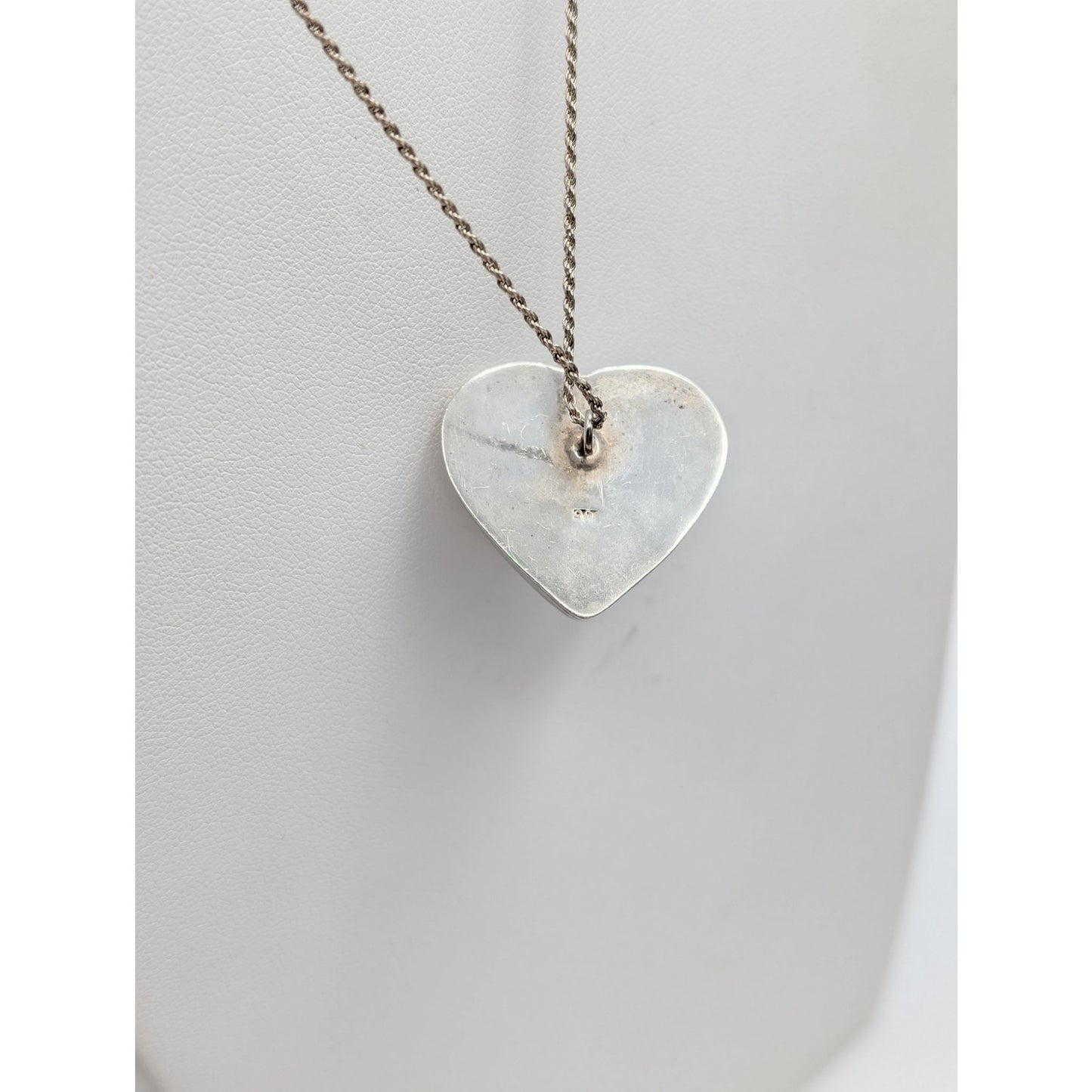 Vintage 925 Italy Sterling Silver Puff Heart Pendant Chain 20" Necklace