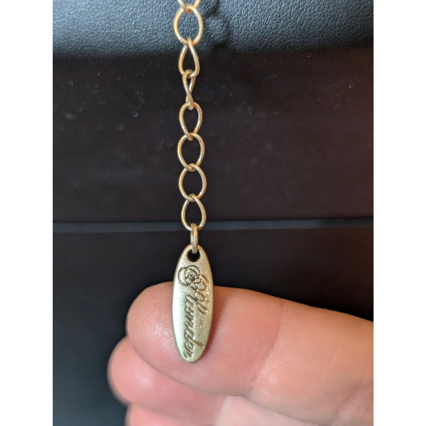 Plunder Orange Pendant 21-24" Gold Tone Necklace