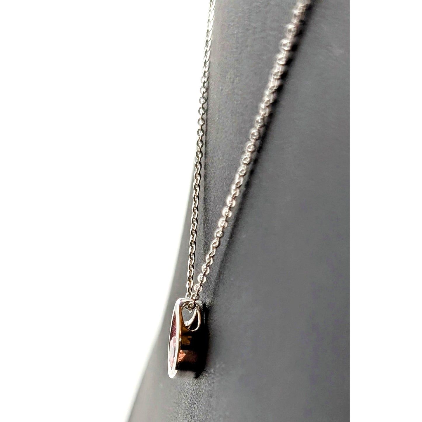925 Sterling Silver Pink Crystal Teardrop Pendant 18" Necklace