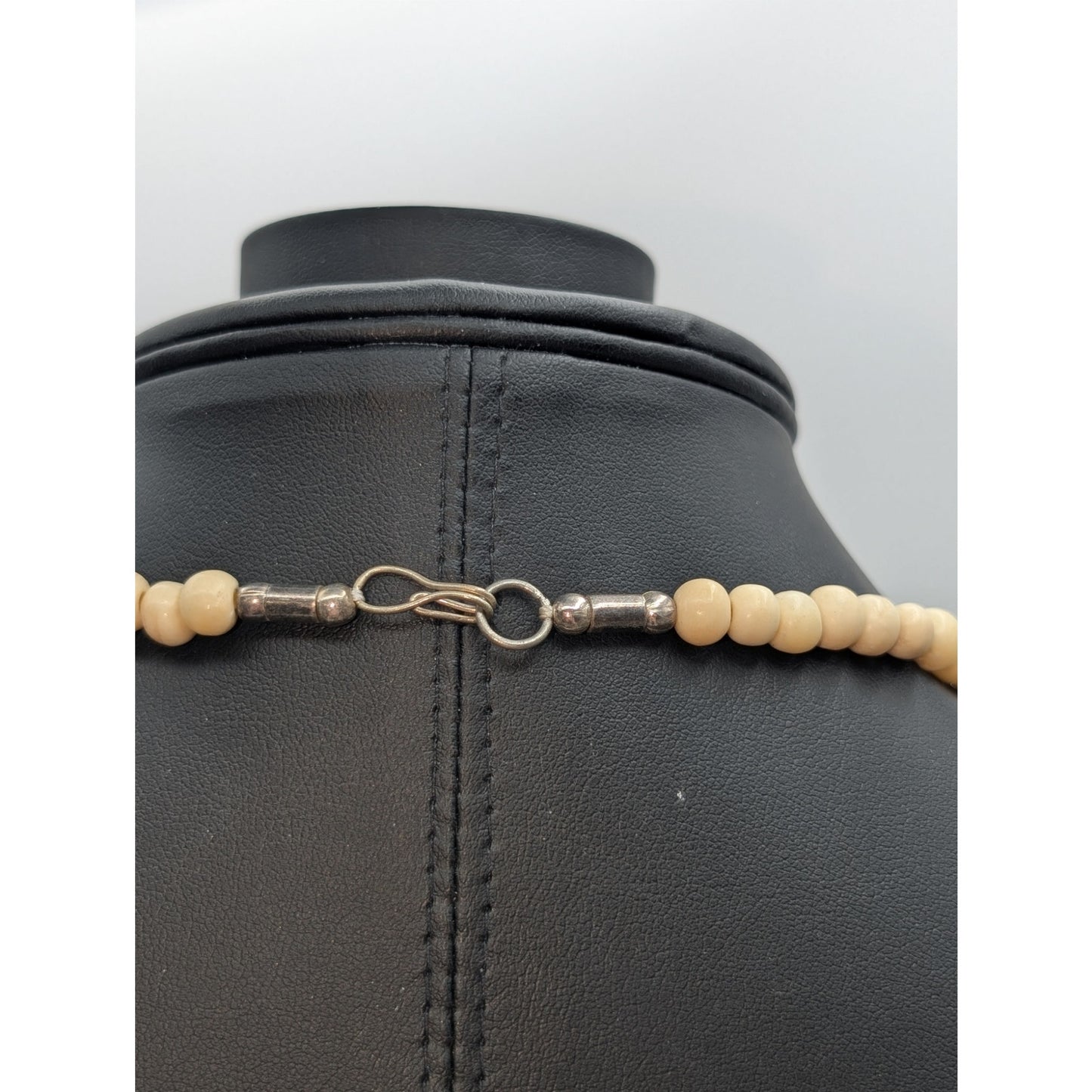 Vintage Tribal Coconut Shell Bone Bead 29" Necklace W/ Hook Clasp