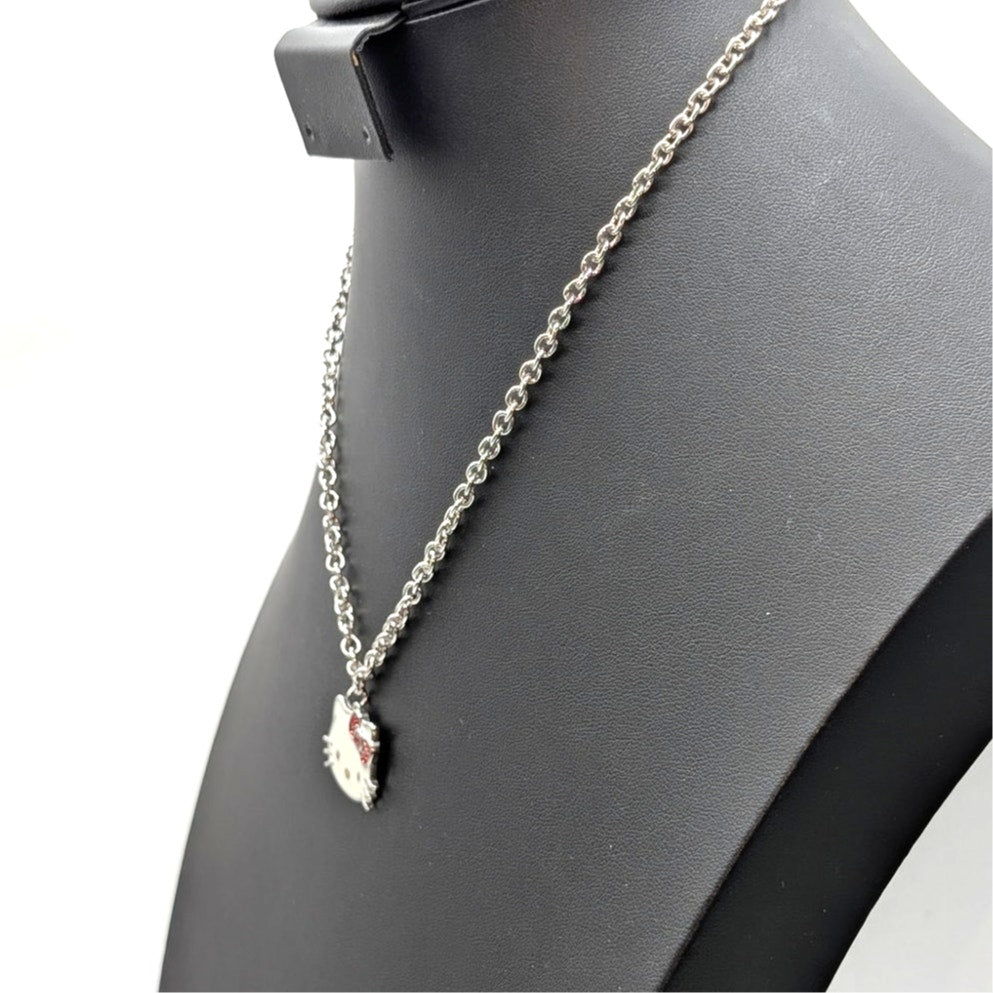 Sanrio '23 Silver Plated Enamel Hello Kitty Pendant 16"-18" Necklace