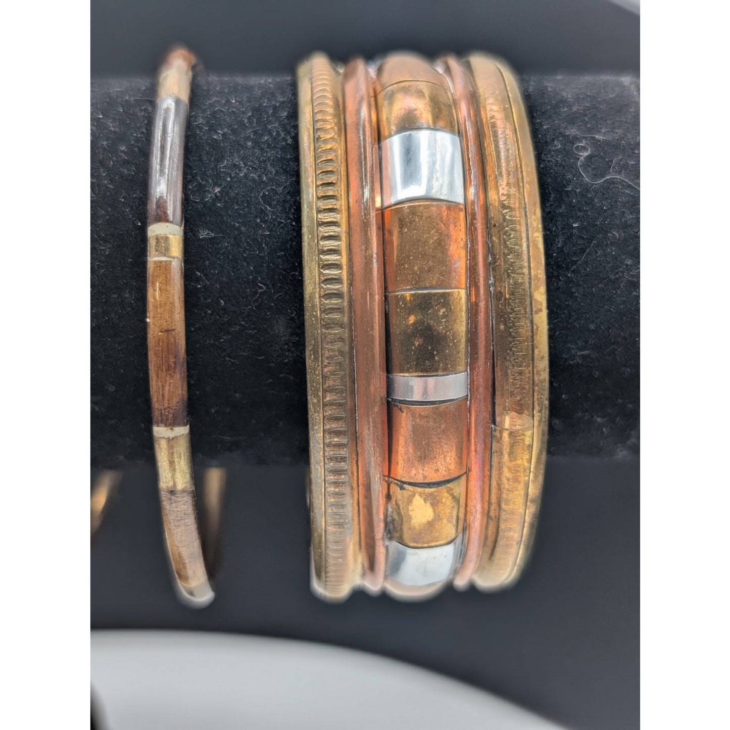 Vintage Lot of Five Brass & Mixed Metals Bracelets