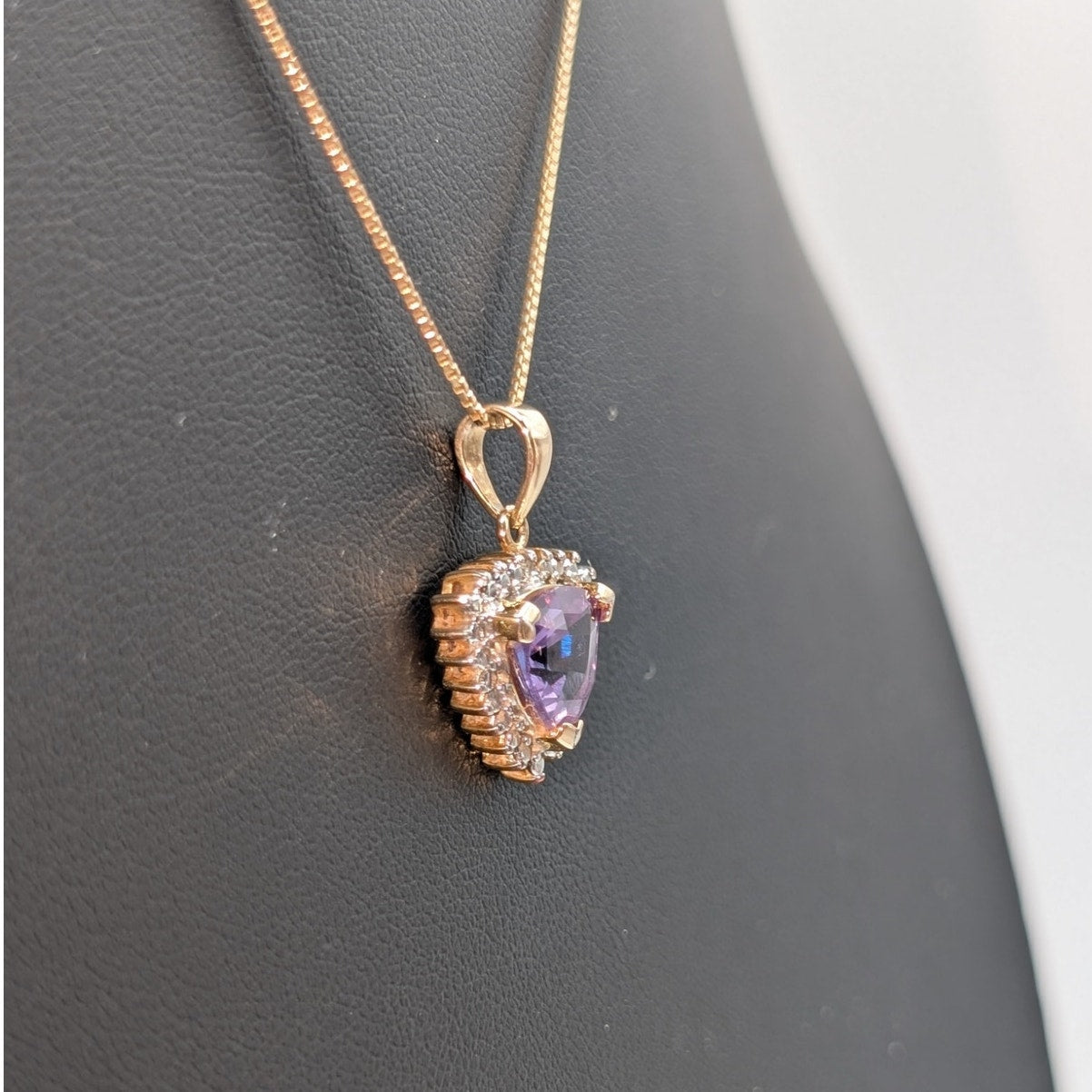 Vintage 925 Sterling Vermeil Faceted Purple Sapphire Pendant Necklace & Earrings