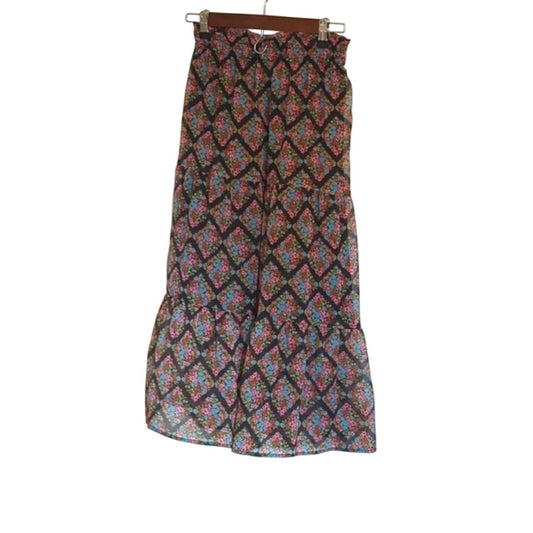 LC Lauren Conrad Flirty Floral Elastic Waist Ruffle Skirt Women's Size XS