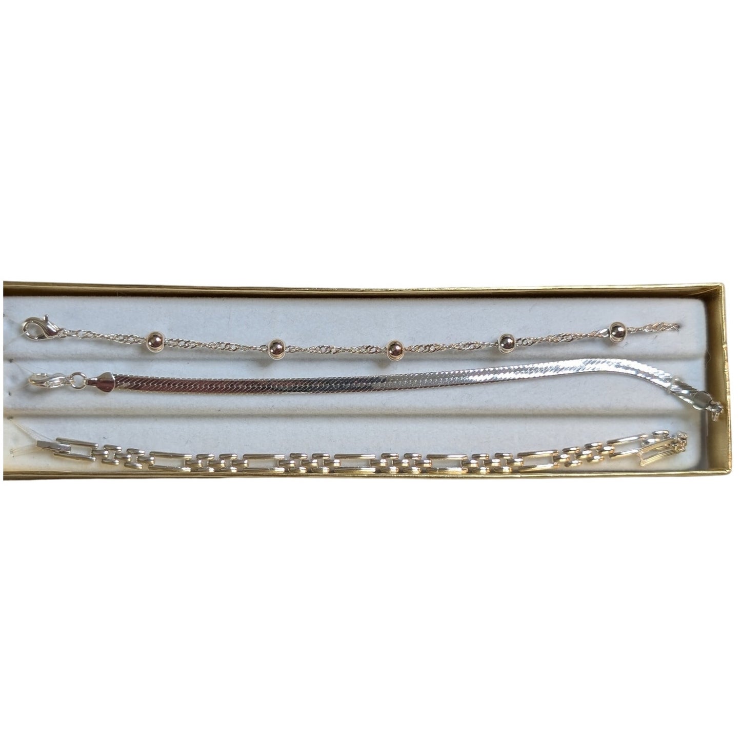 Three Silver Tone Chain Bracelets NWT