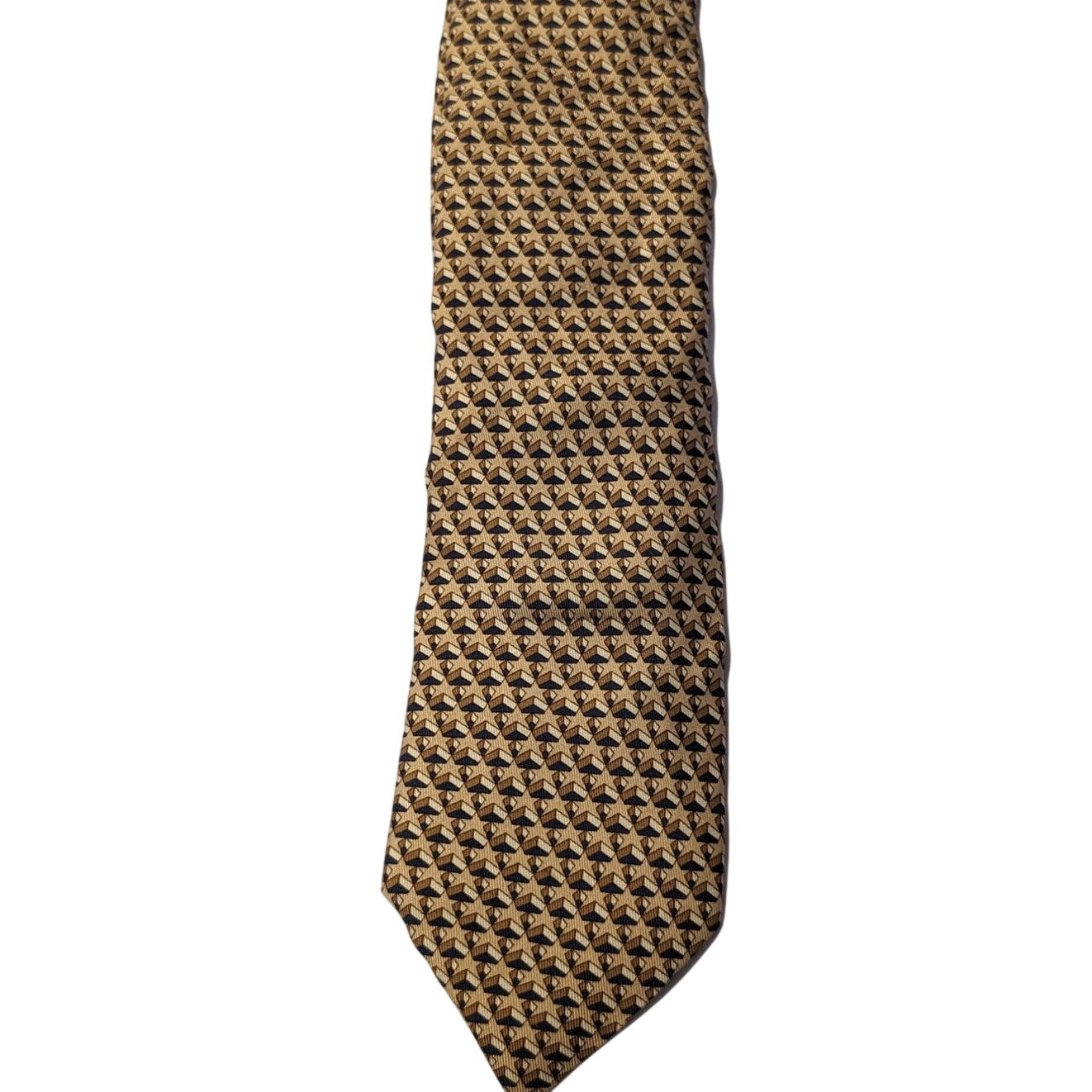 Hermes Paris Vintage 100% Silk Beige Star Print Neck Tie