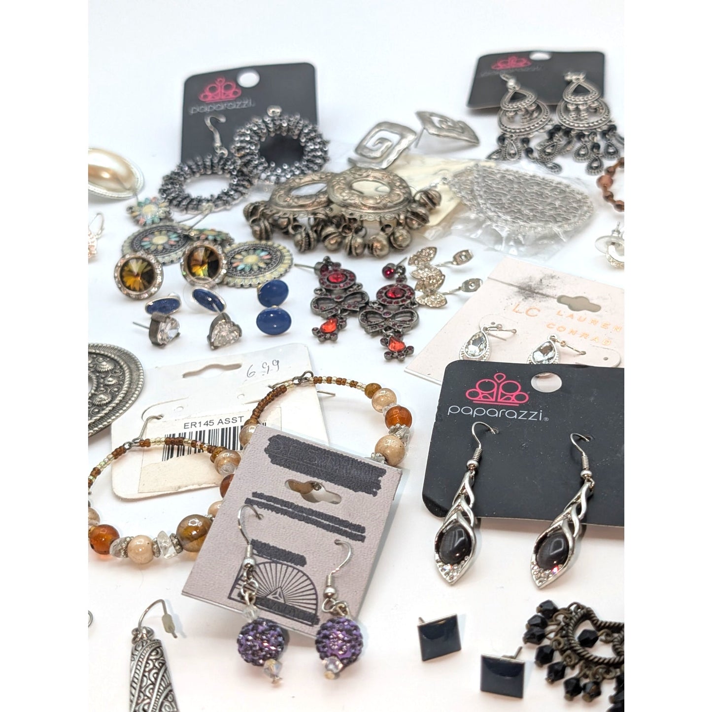 Lot of 44 Pair of Silver Tone Pierced Earrings