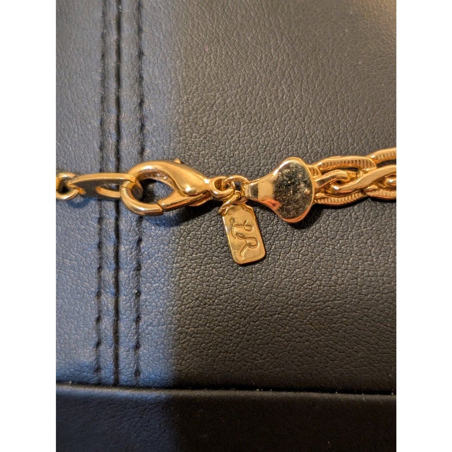 Vintage Lady Remington Gold Tone Braided Chain Rhinestone 18.5" Necklace