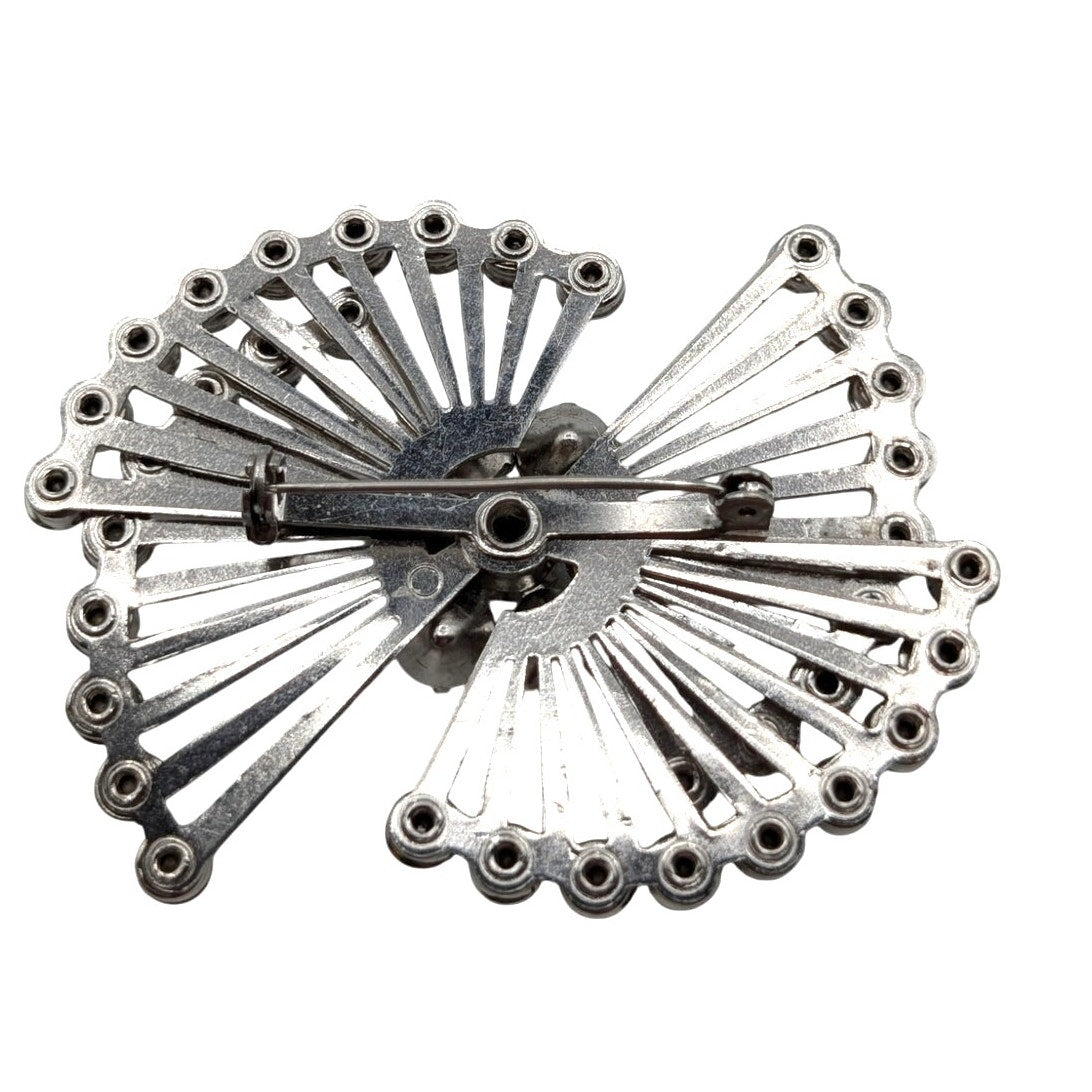 Vintage Retro Silver Tone Rhinestone Brooch