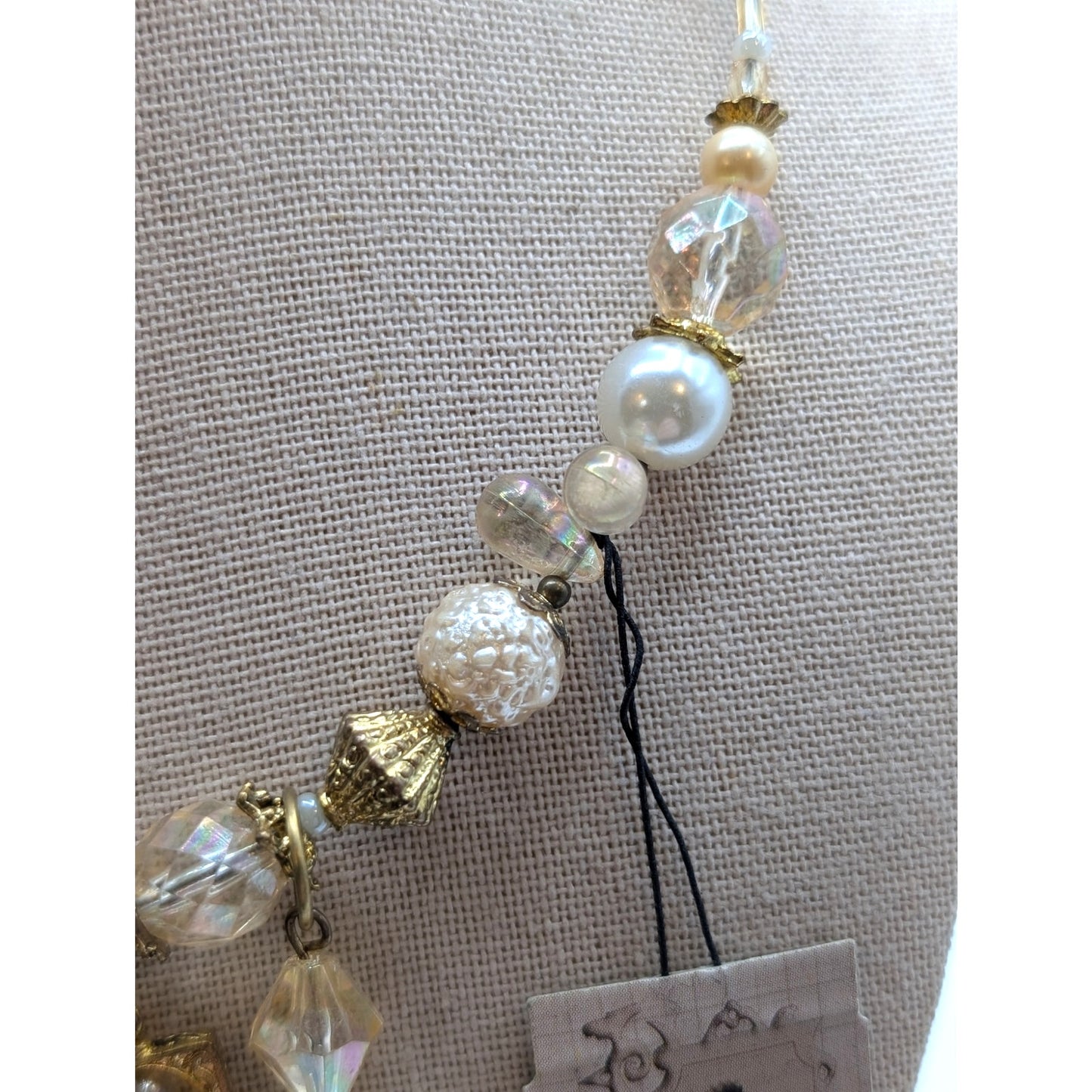 Treska Pearl Dangle Gold Tone Bead Wire Wrap Choker Necklace NWT