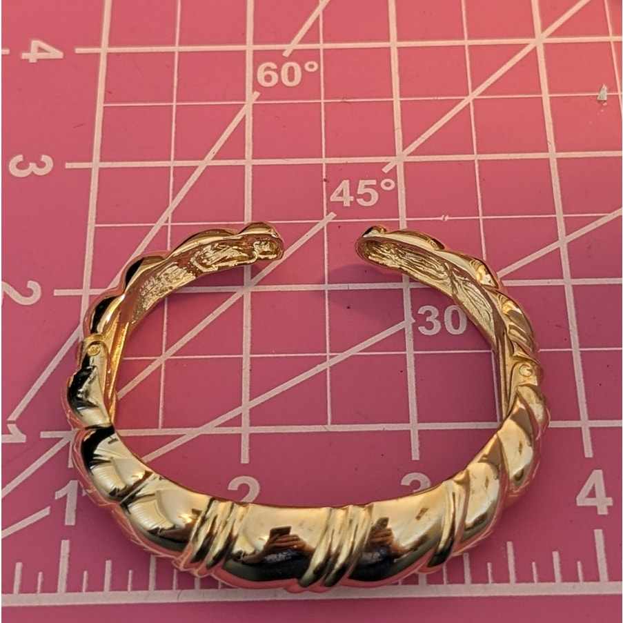 Vintage Double Hinged High Polished Gold Tone Cuff Bracelet