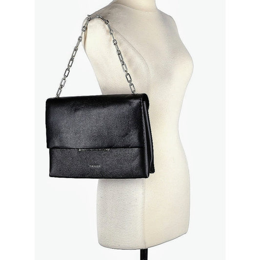 Ted Baker London NWT Large Black Leather Bar Detail Diaana Satchel Handbag