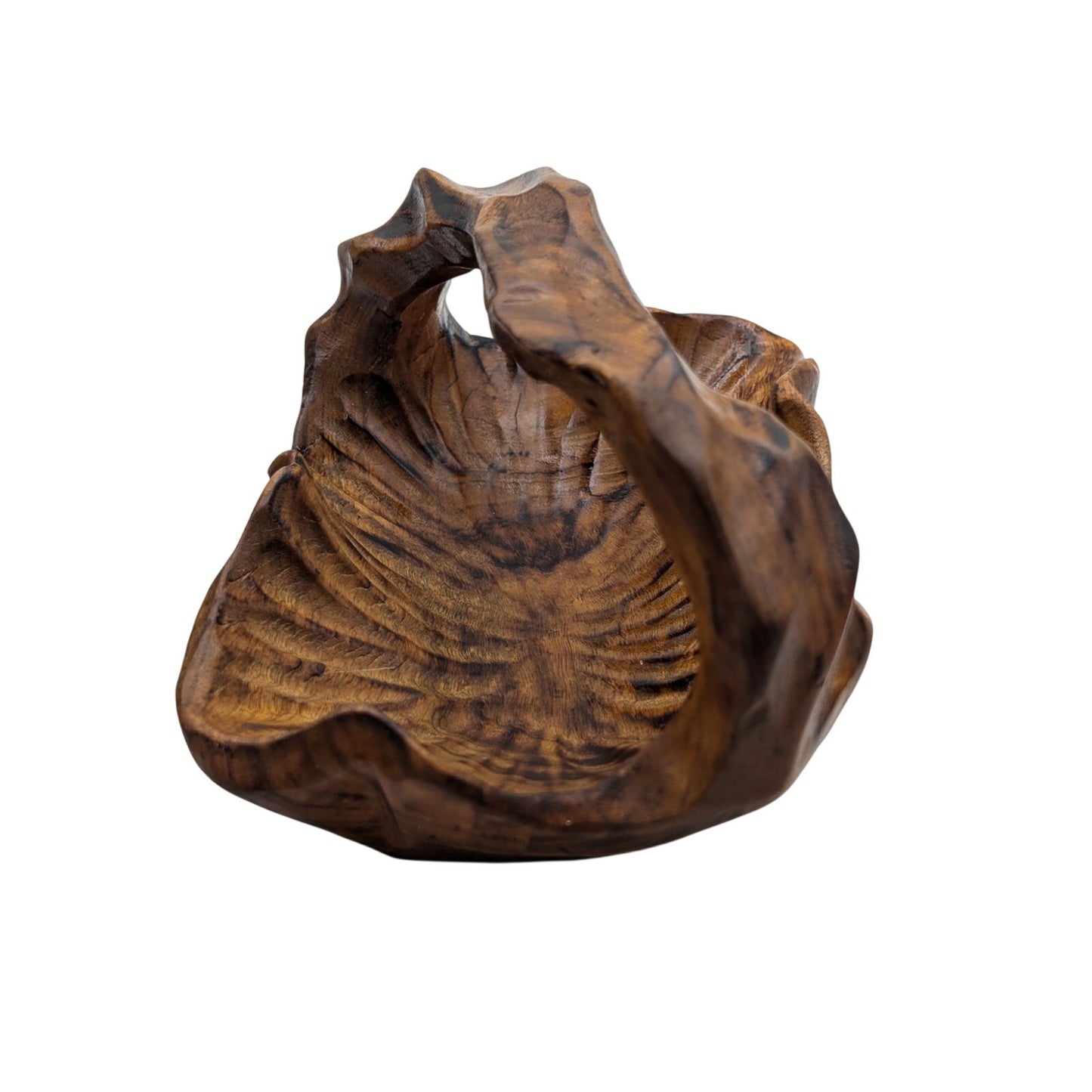 Artisan Hand Carved Burl Wooden Basket/Bowl/Trinket Dish