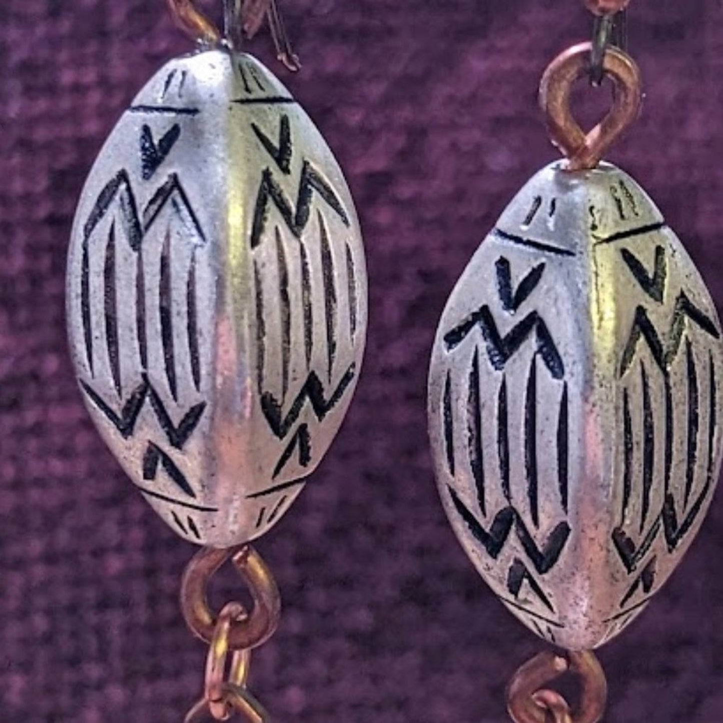 Bold Silver & Copper Tone Bohemian Tribal Mixed Metal Earrings