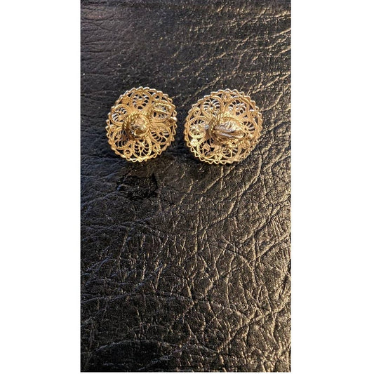 Vintage 1940s Sterling 925 Mexico Sombrero Hat Filigree Screw Back Earrings
