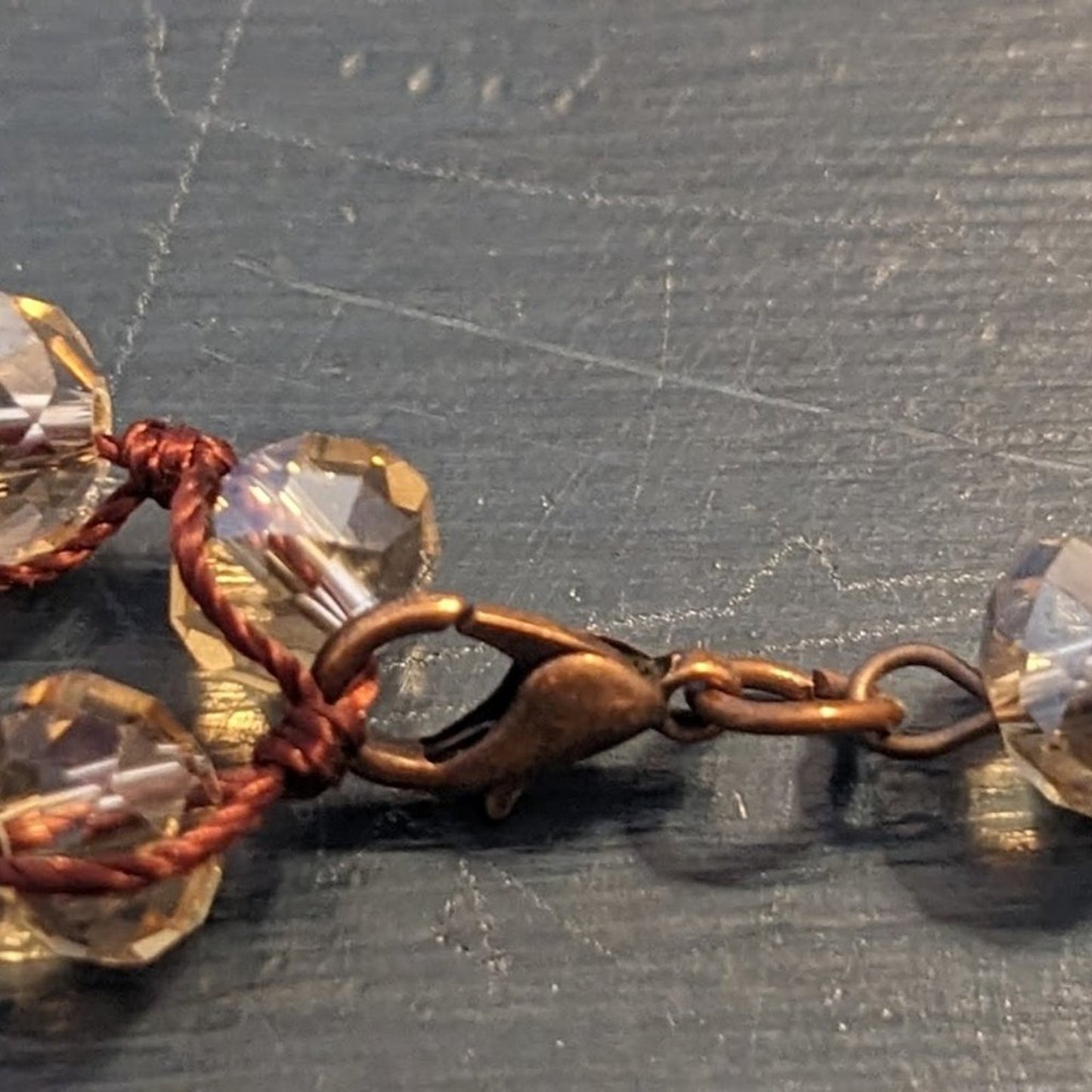 Woven Crystal Bead Necklace with Leather Detachable Tassel