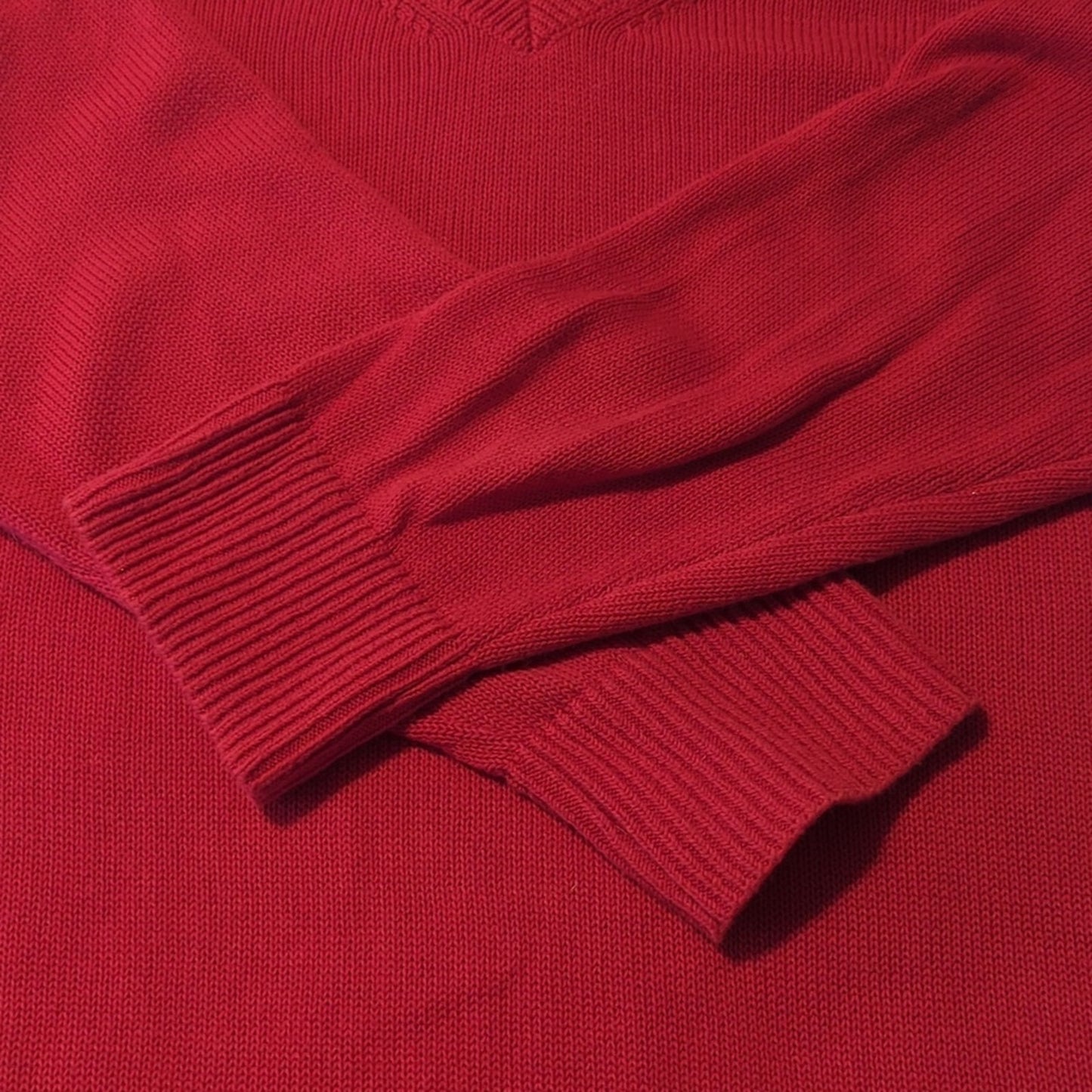 TALBOTS Red Pima Cotton Double V Tie Back Sweater Pullover Long Top Womens Sz M