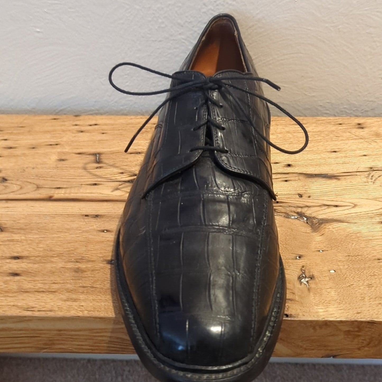 Allen Edmonds Hillcrest Black Full Alligator Goodyear Welt Custom Men's 12EEE